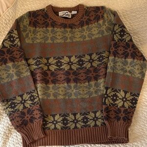 Men's vintage Brown and Grey Patterned Ski Sweater